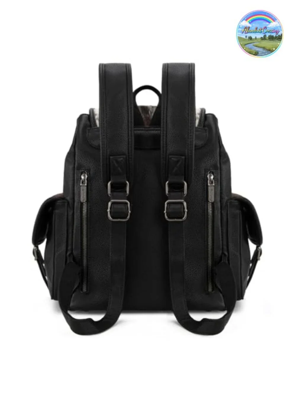 Western Tooled Floral Hair-on Cowhide Travel Backpack with Adjustable Straps